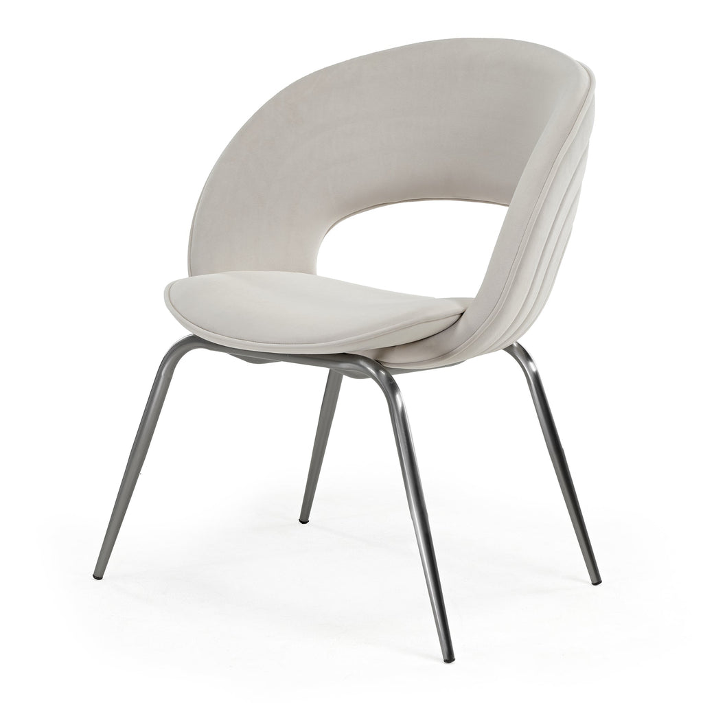 Velvet Dining Chair, Set of 1, Off-White