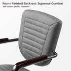 Retro PU Leather Task Office Chair - Solid Wood Arms