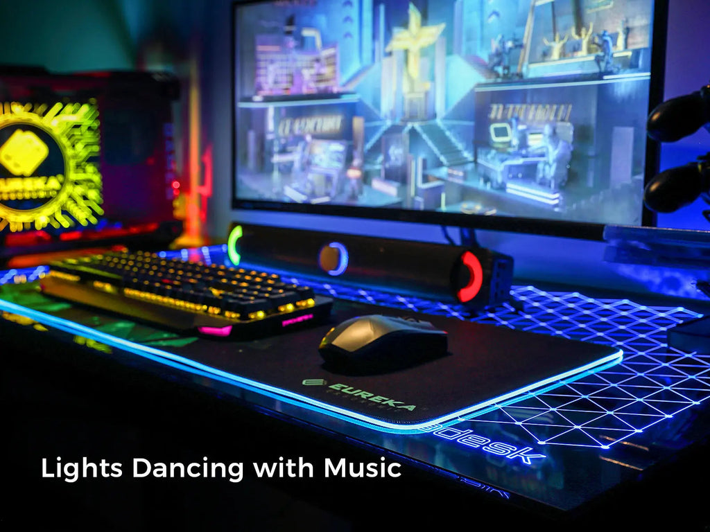 47'' Gaming Desk with Monitor Stand and Cup Holder, Black