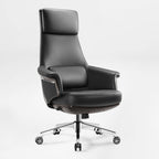 Genuine Leather Executive Office Chair - Leather & Metal Luxury