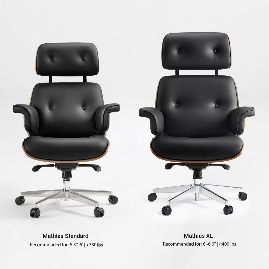 Genuine Leather Executive Office Chair - Classic Ergonomic Design