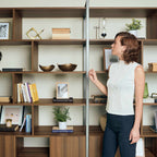 Wood Bookcase Cabinet with Bottom Storage and Adjustable Shelves