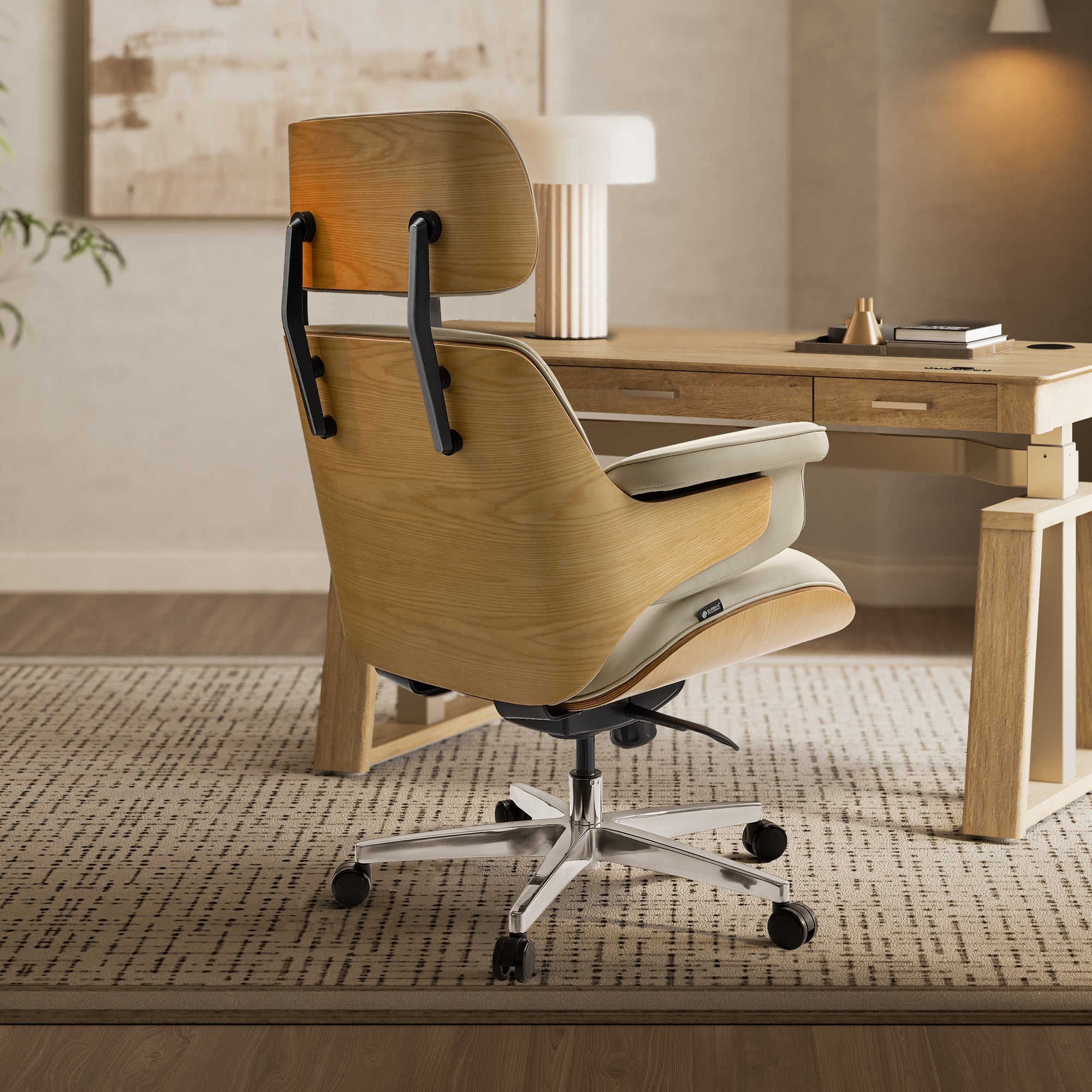 Genuine Leather Executive Office Chair - Classic Ergonomic Design