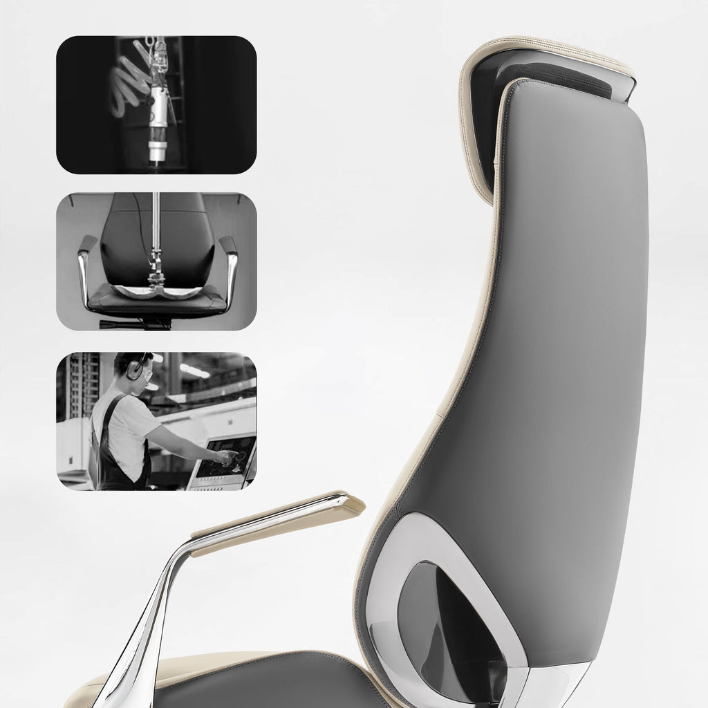 Genuine Leather Executive Office Chair - Butterfly Design High Back