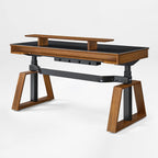 63x29 Executive Height Adjustable Standing Desk with Walnut Desktop and Drawers