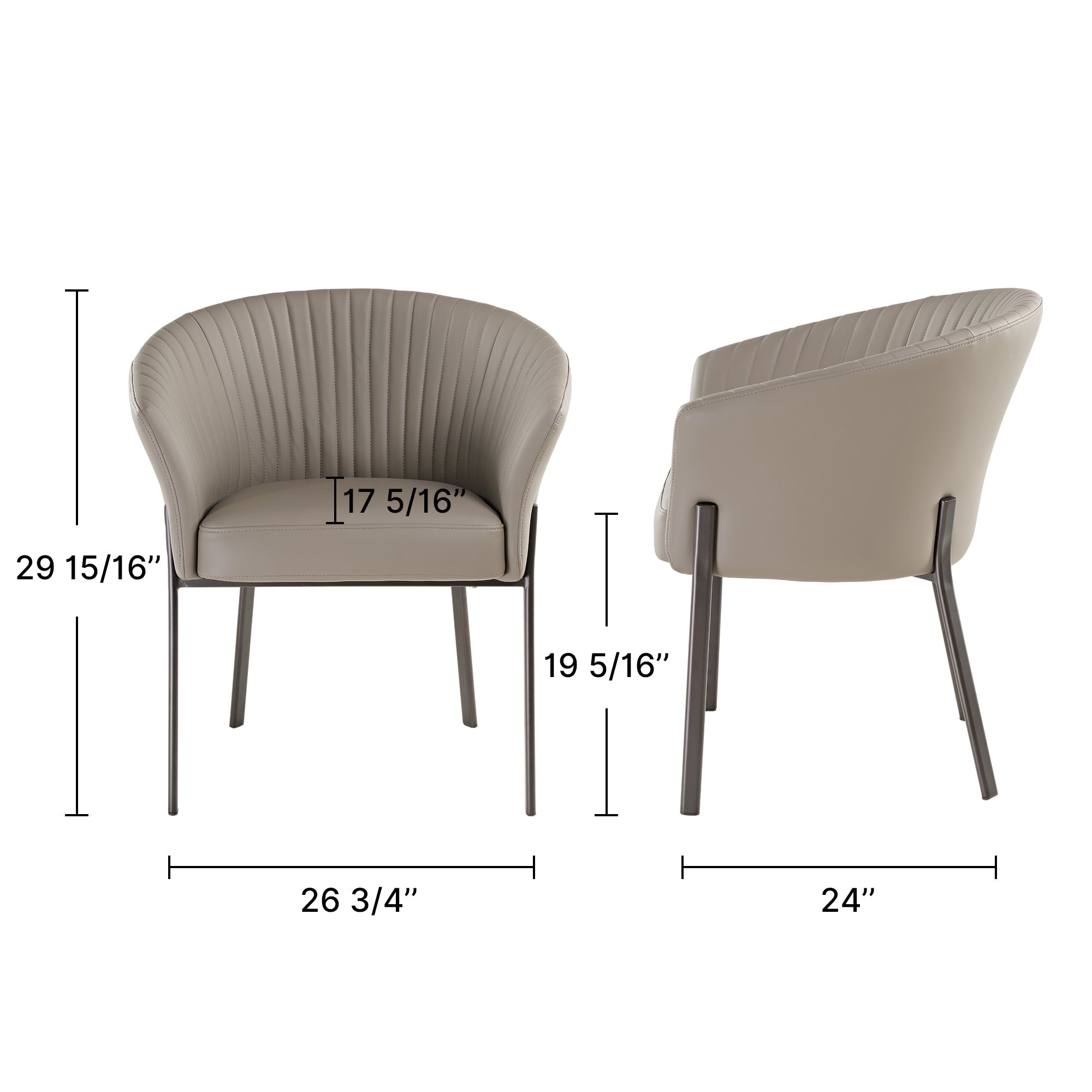 Upholstered Arm Dining Chair, Set of 1, Dark Gray