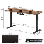 63x29 Walnut Height Adjustable Standing Desk with RGB Monitor Stand