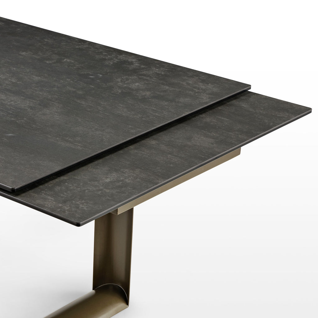 Round Marble-Top Dining Table, White and Gold