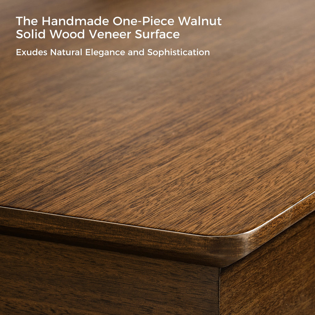 63x29 Executive Height Adjustable Standing Desk with Walnut Desktop and Drawers