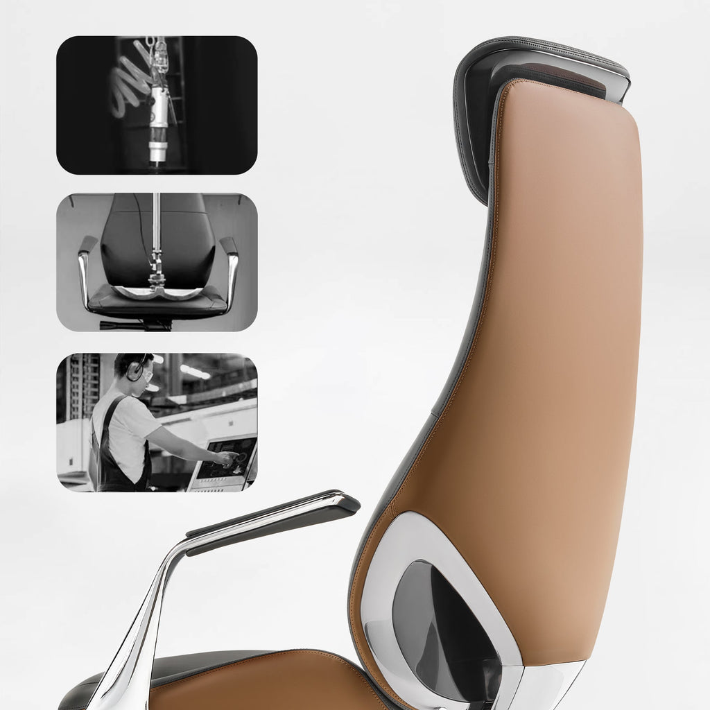 Genuine Leather Executive Office Chair - Butterfly Design High Back