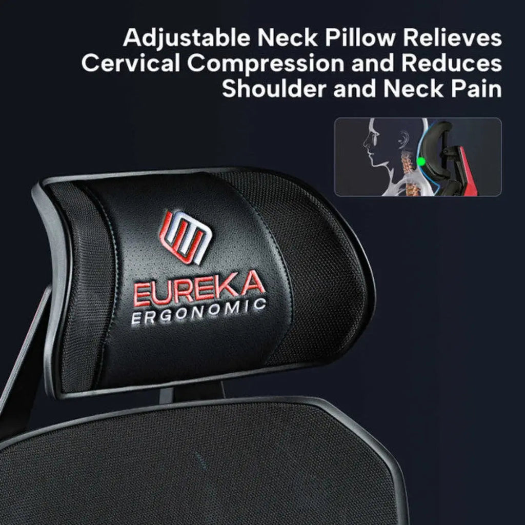 Racing-Style Gaming Chair with Headrest and Lumbar Pillow, Black and Red