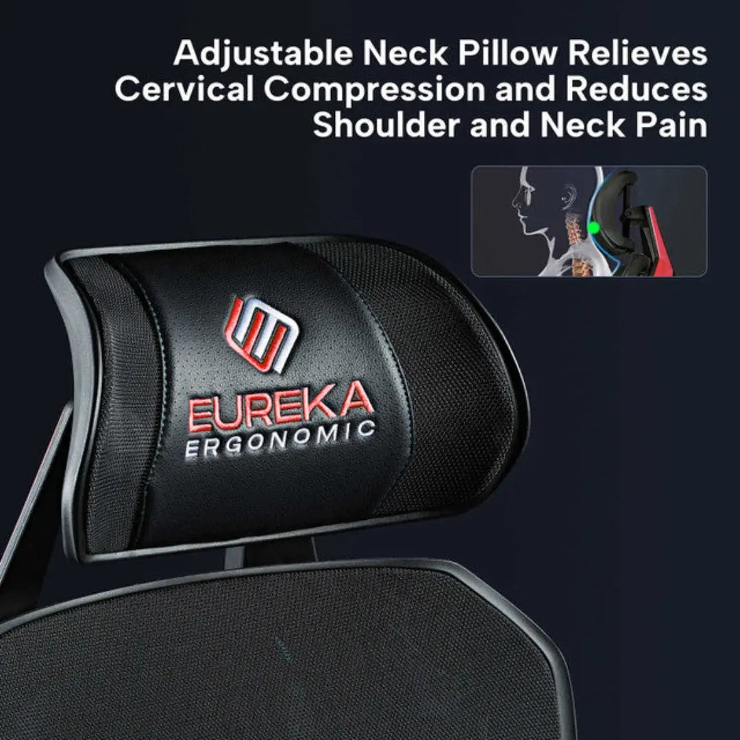 Racing-Style Gaming Chair with Headrest and Lumbar Pillow, Black and Red
