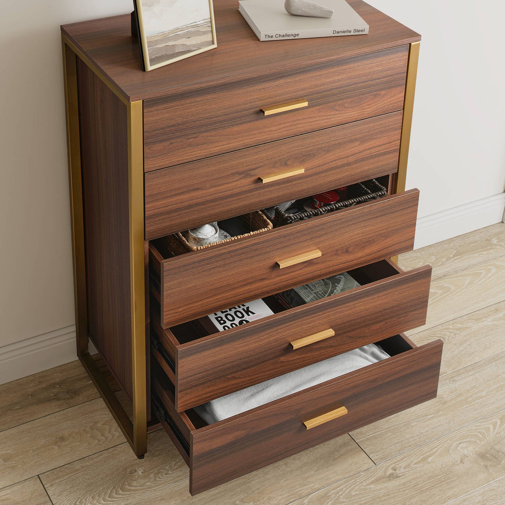 42 Chest 5-Drawers Dresser Accent Cabinet Walnut