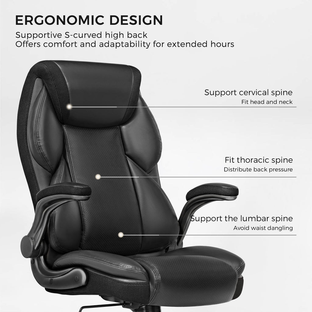 Faux Leather Home Office Chair - Ergonomic Cream