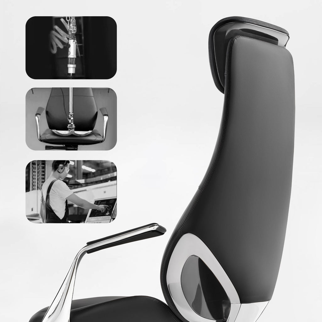 Genuine Leather Executive Office Chair - Butterfly Design High Back