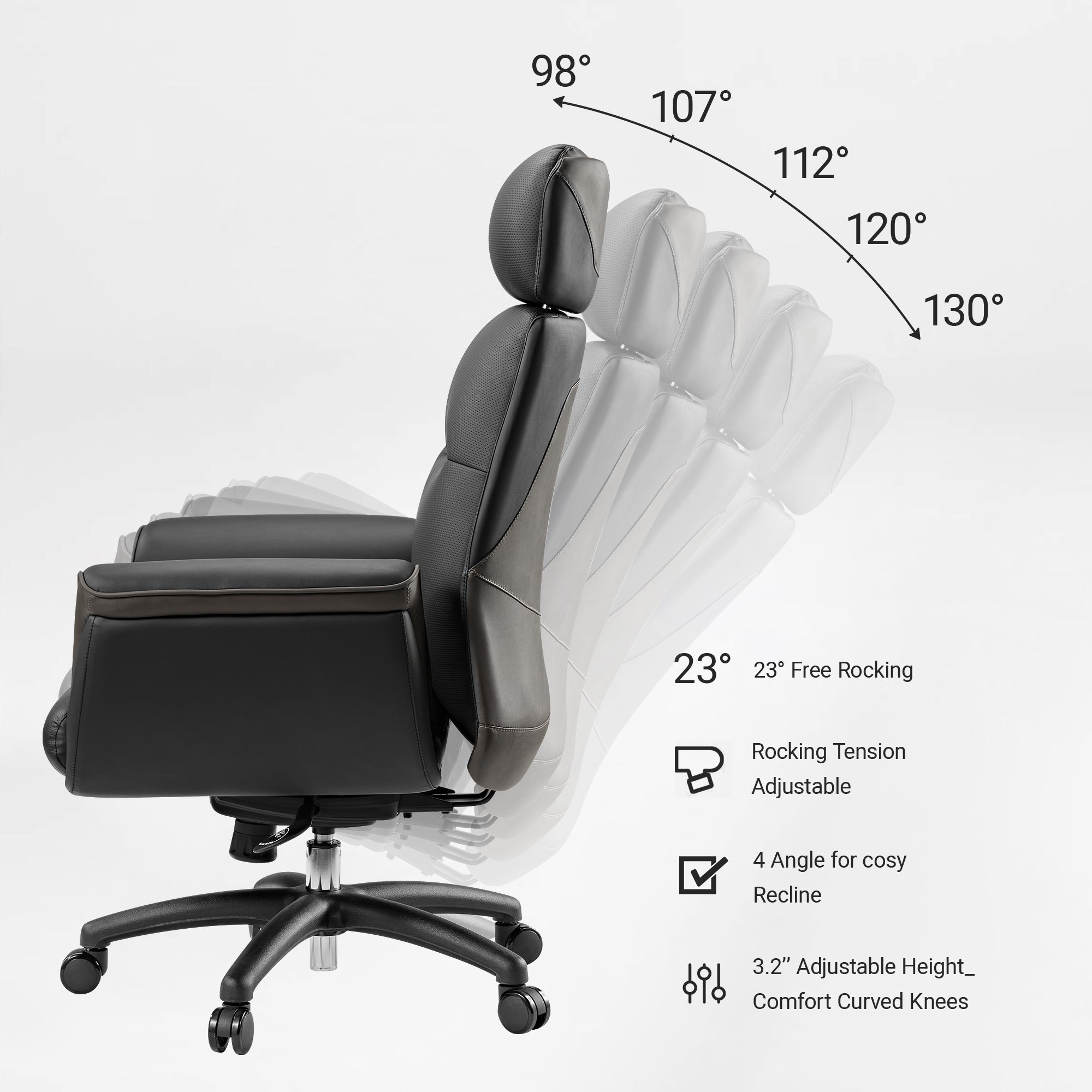 Microfiber Leather Executive Office Chair with Adjustable Headrest