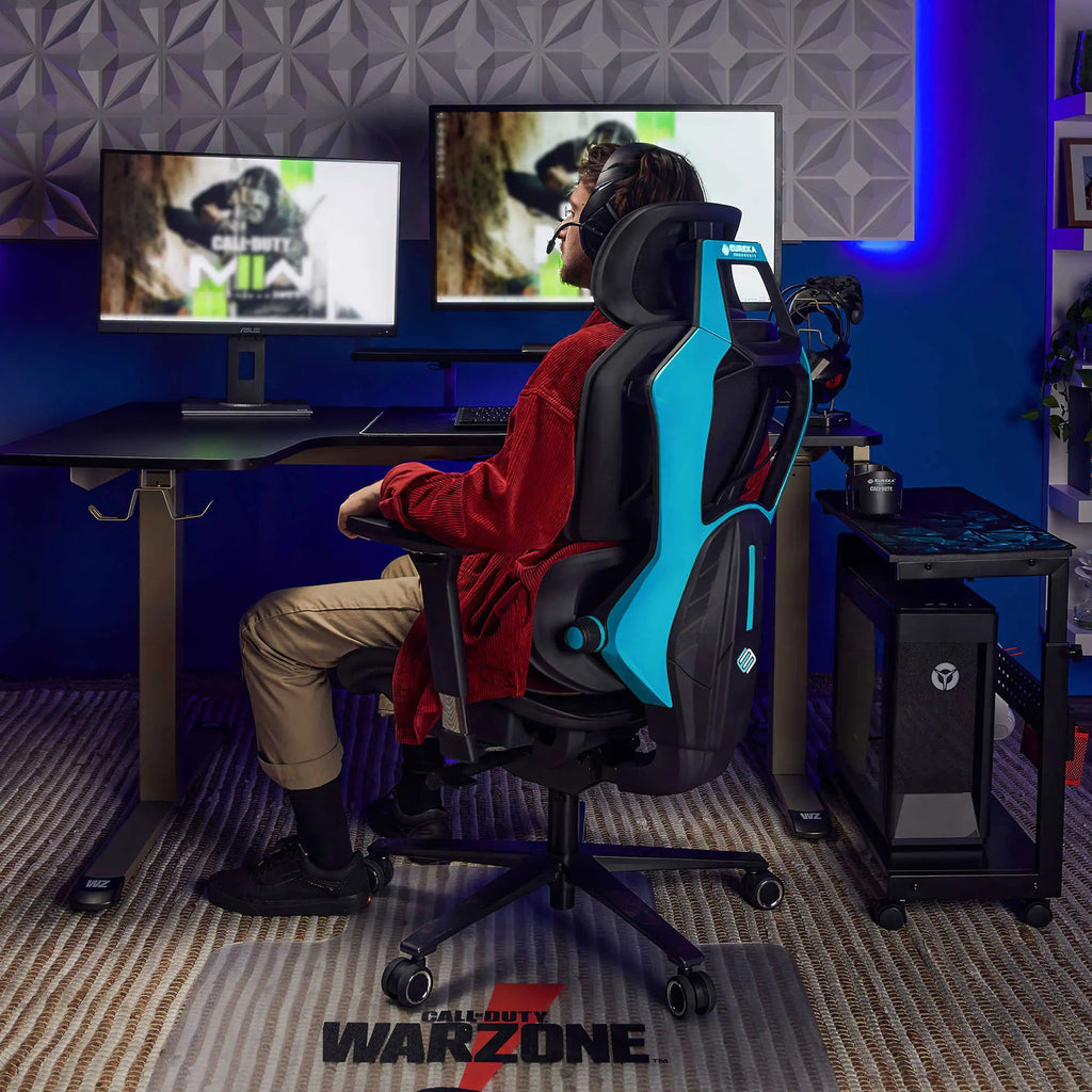 Racing-Style Gaming Chair with Headrest and Lumbar Pillow, Black and Red