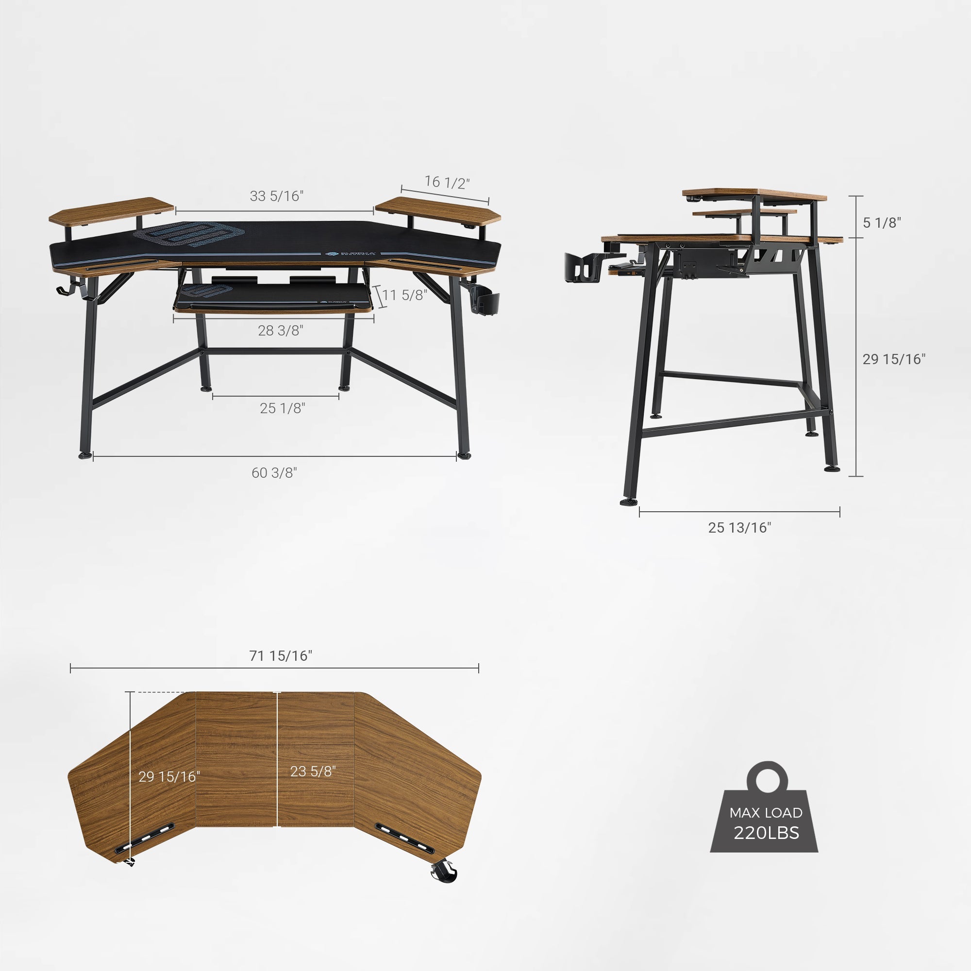 Wing-Shaped Studio Desk (73x23)
