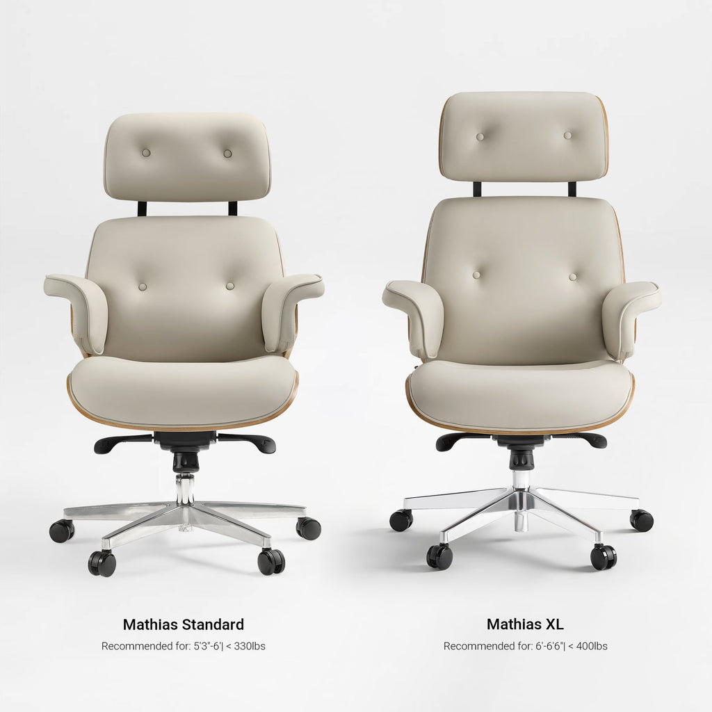 Genuine Leather Executive Office Chair - Classic Ergonomic Design