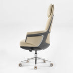 Genuine Leather Executive Office Chair - Leather & Metal Luxury