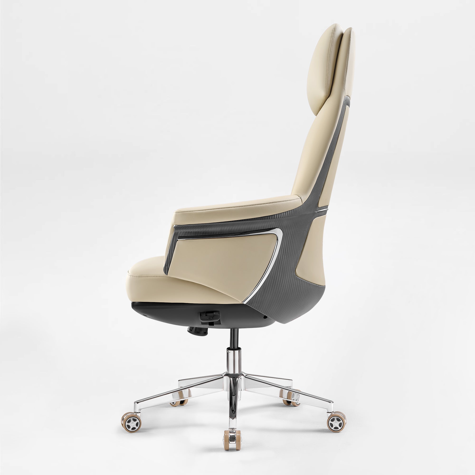 Genuine Leather Executive Office Chair - Leather & Metal Luxury