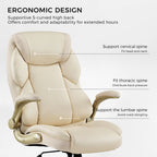 Faux Leather Home Office Chair - Ergonomic Cream