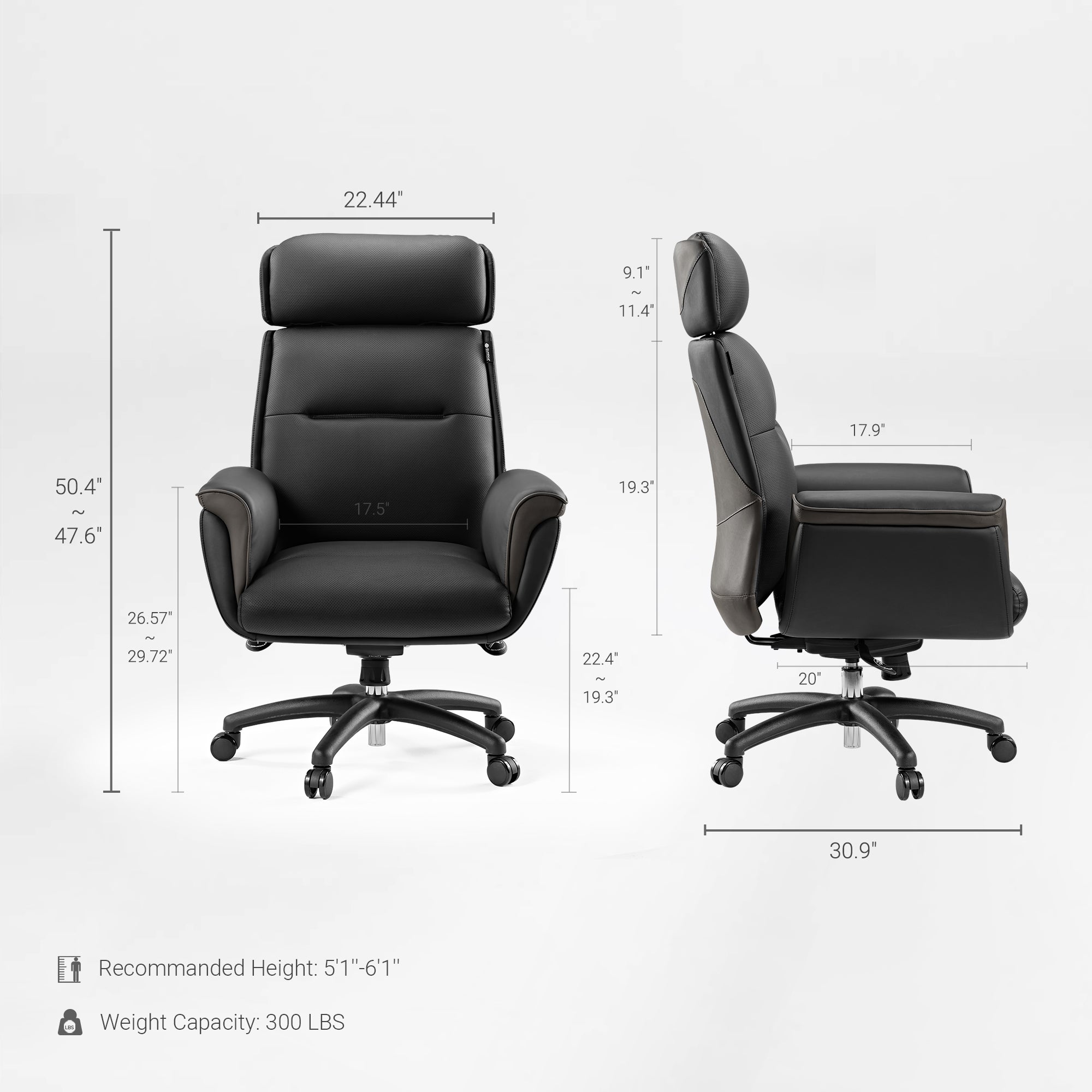 Microfiber Leather Executive Office Chair with Adjustable Headrest