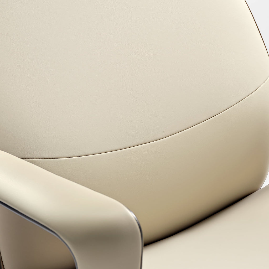 Solid Wood Arm Task Office Chair - Retro PU Leather