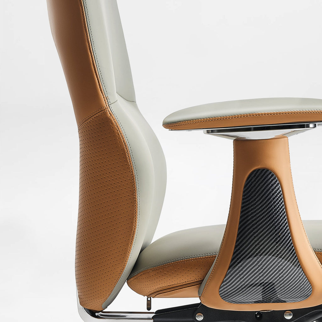 Faux Leather Executive Office Chair - Segmented Back Natural Curve
