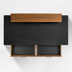 63x29 Executive Height Adjustable Standing Desk with Walnut Desktop and Drawers