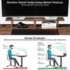 63x29 Walnut Height Adjustable Standing Desk with RGB Monitor Stand