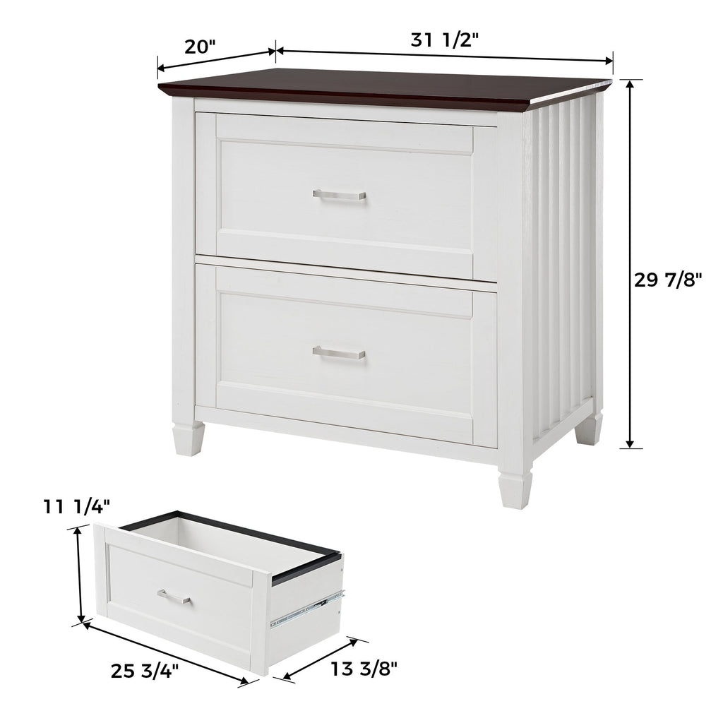 29'' File Storage Cabinet, Dual-Tone Wave Design, White