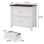 29'' File Storage Cabinet, Dual-Tone Wave Design, White