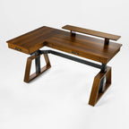 63x23 L-Shaped Height Adjustable Executive Desk, Handcrafted Walnut