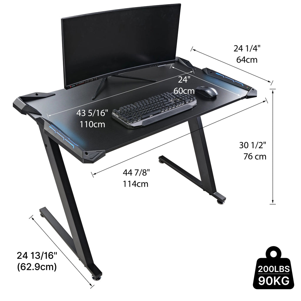 Gaming Desk with Z-shaped Legs (44x24)
