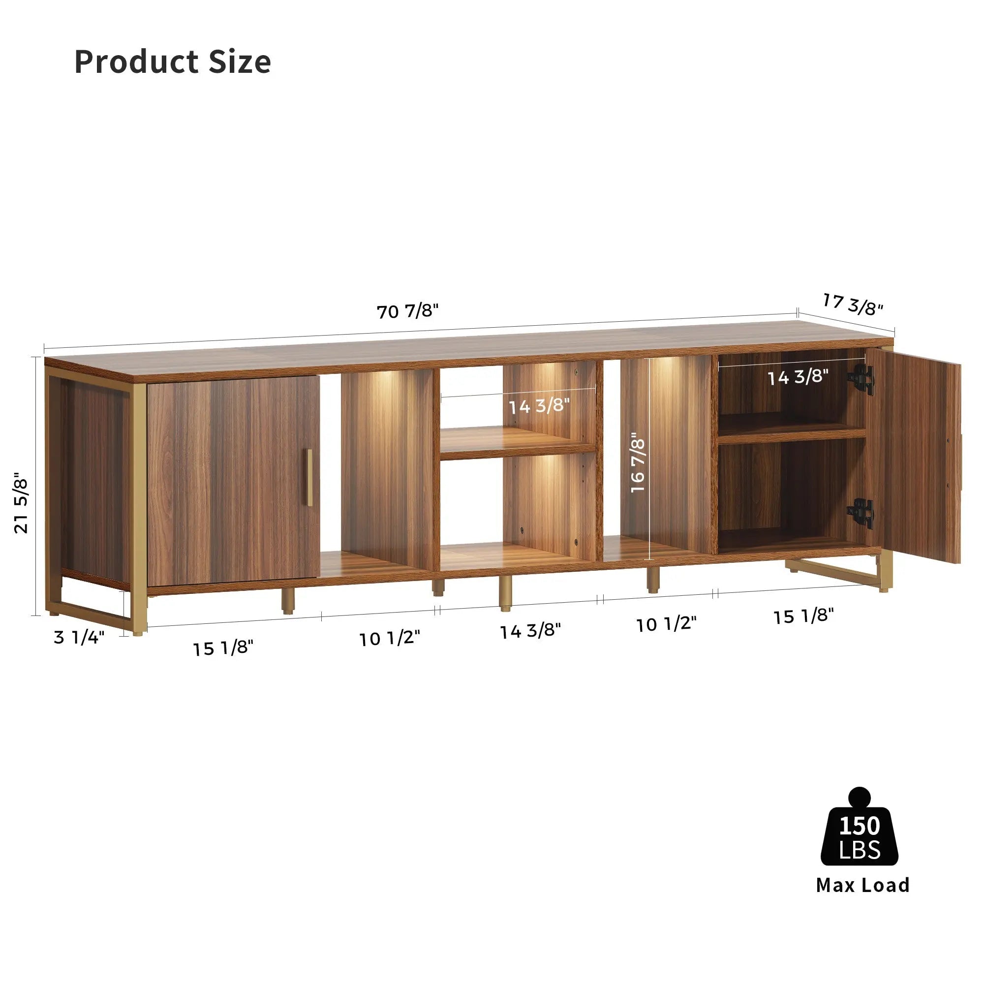 70'' LED Light TV Stand Media Console