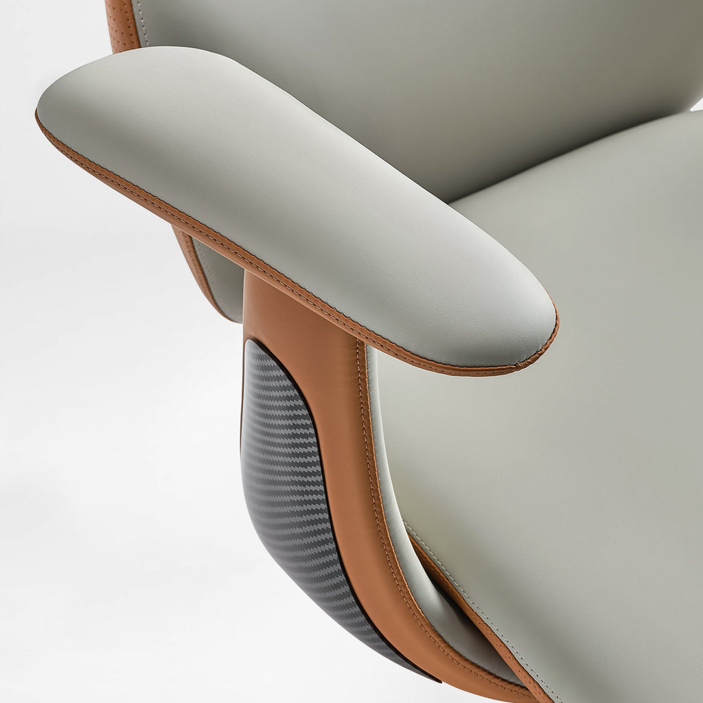 Faux Leather Executive Office Chair - Segmented Back Natural Curve