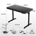 47'' Gaming Desk with Monitor Stand and Cup Holder, Black