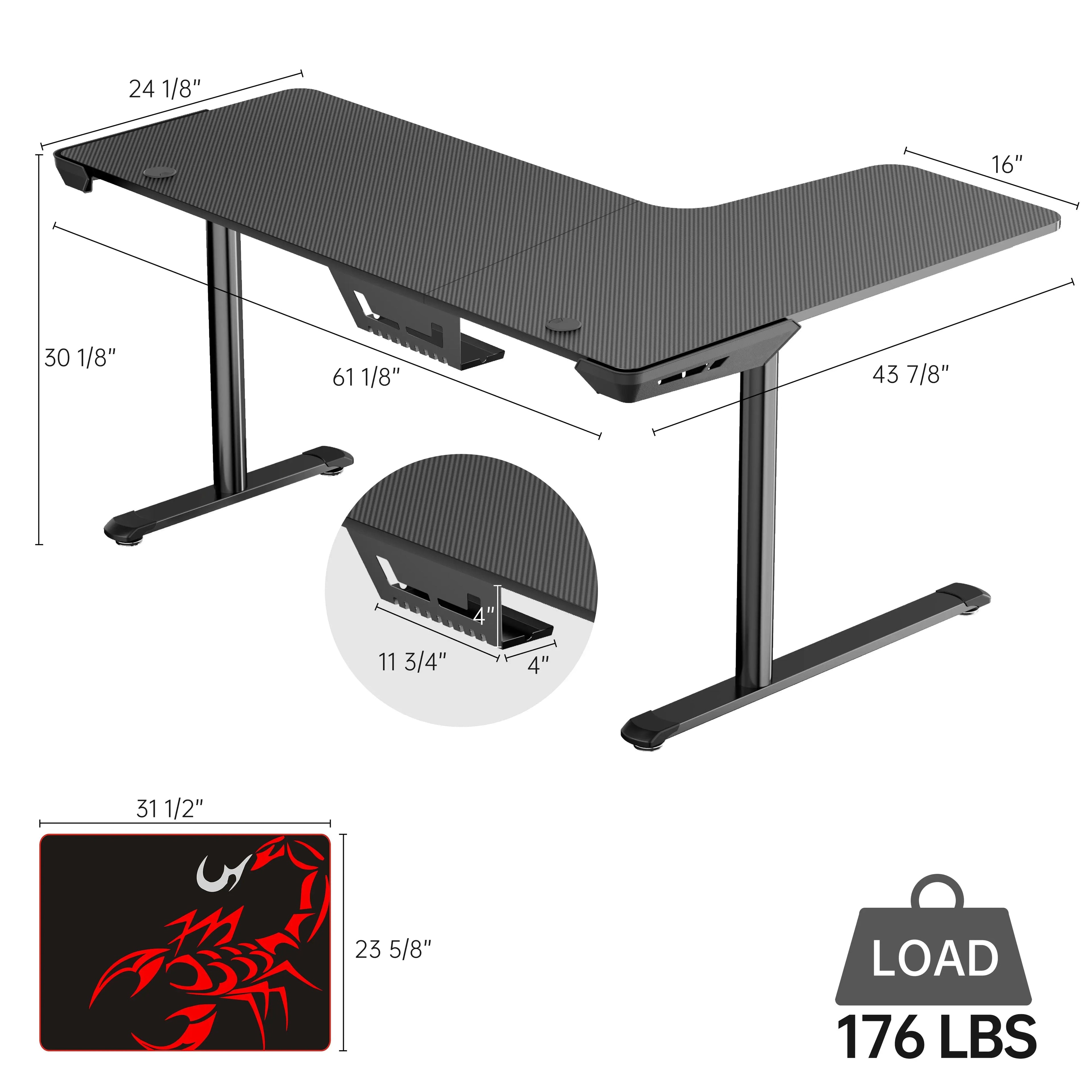 L Shaped Gaming Desk (60x24)