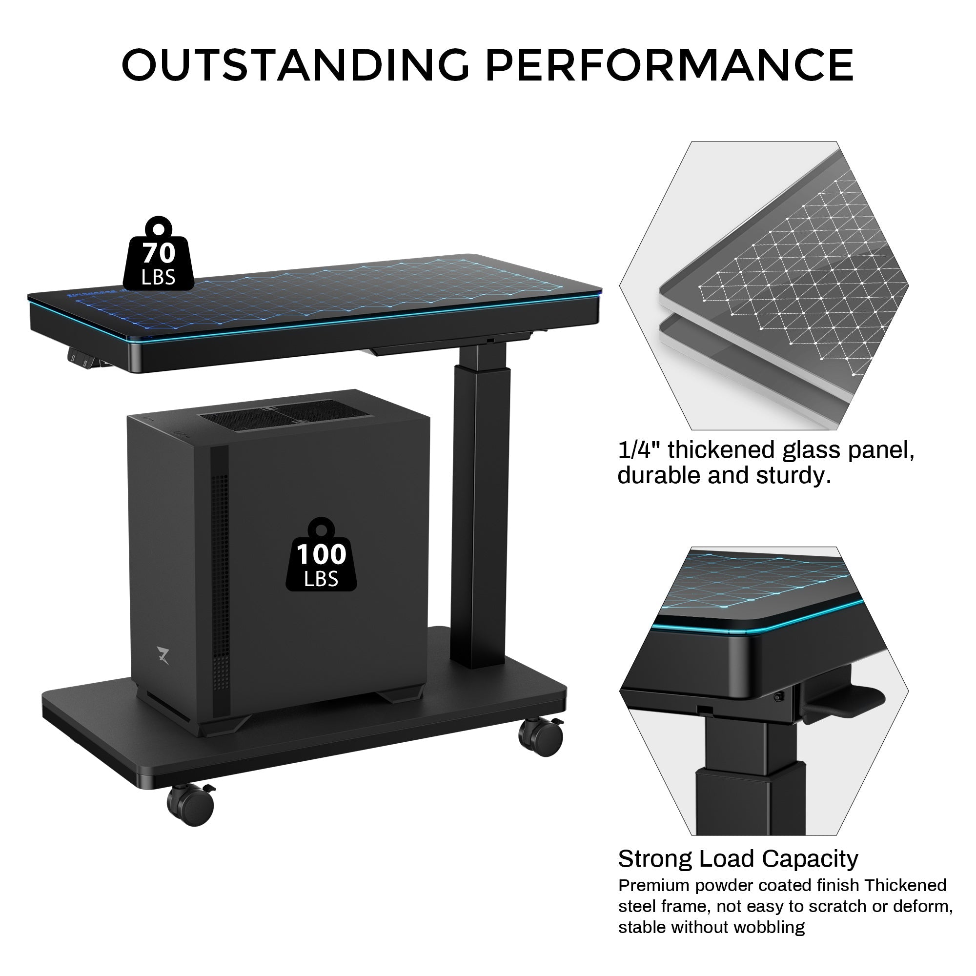 Height-Adjustable Illuminated Panel CPU Cart