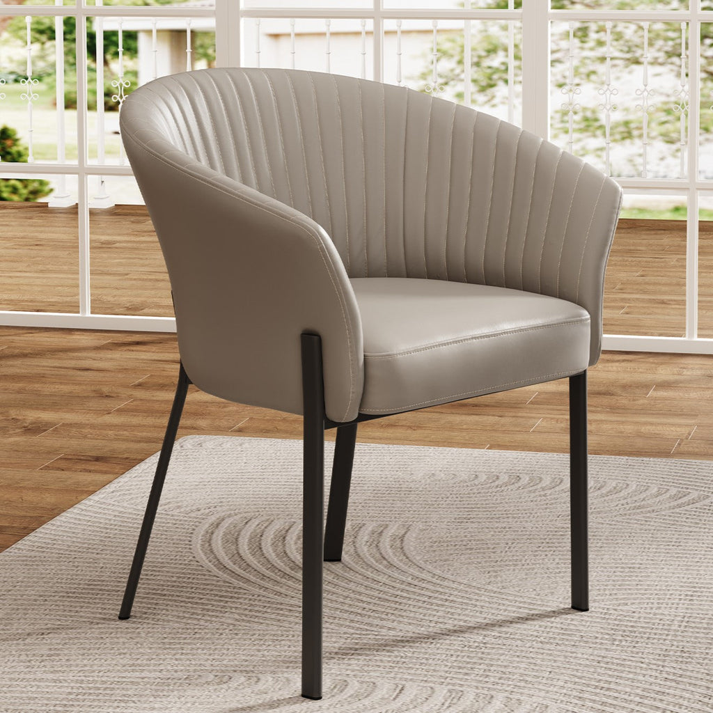 Upholstered Arm Dining Chair, Set of 1, Dark Gray