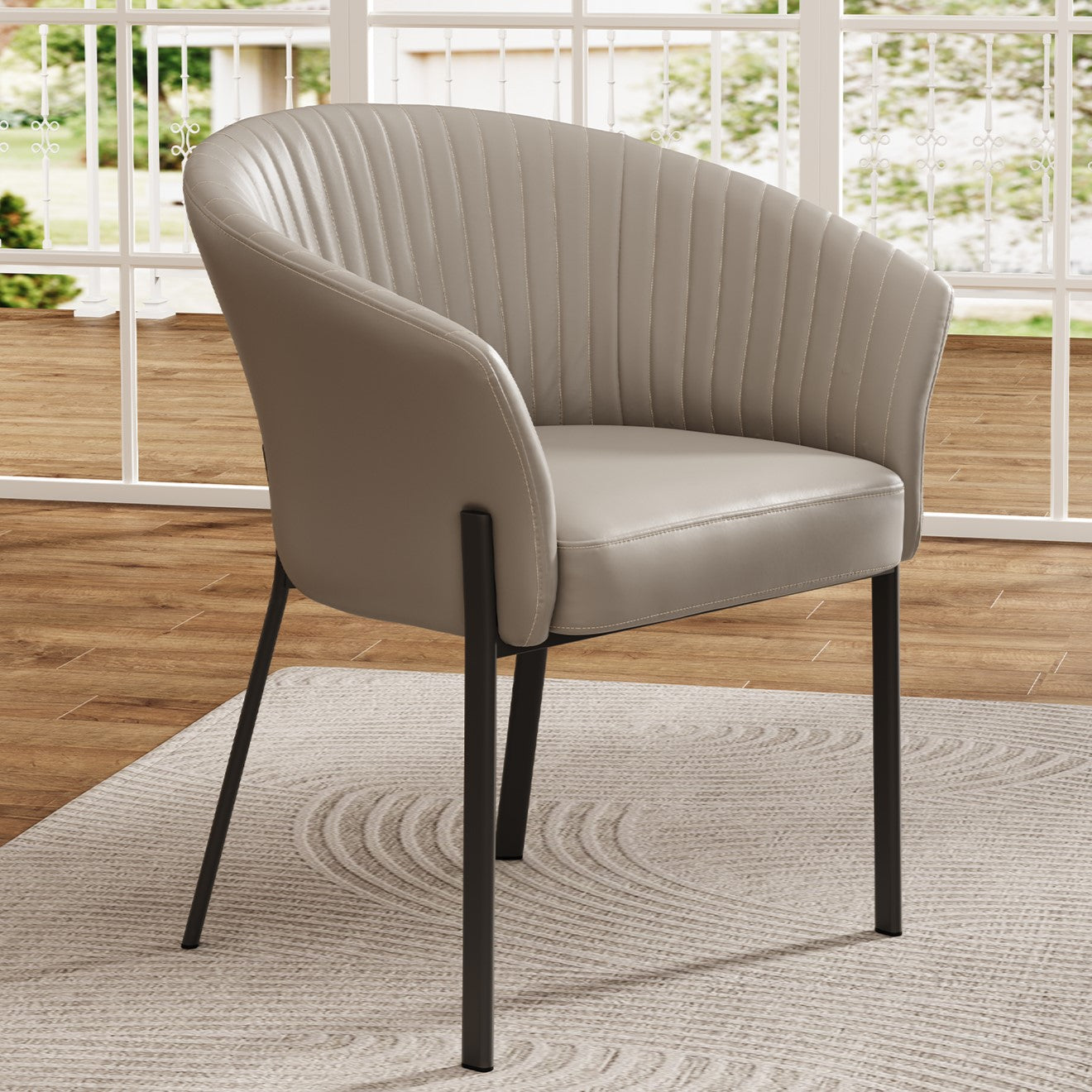 Upholstered Arm Dining Chair, Set of 1, Dark Gray