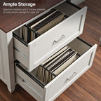 29'' File Storage Cabinet, Dual-Tone Wave Design, White