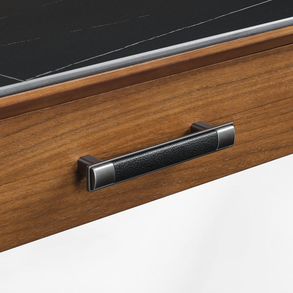 63x29 Executive Height Adjustable Standing Desk with Walnut Desktop and Drawers