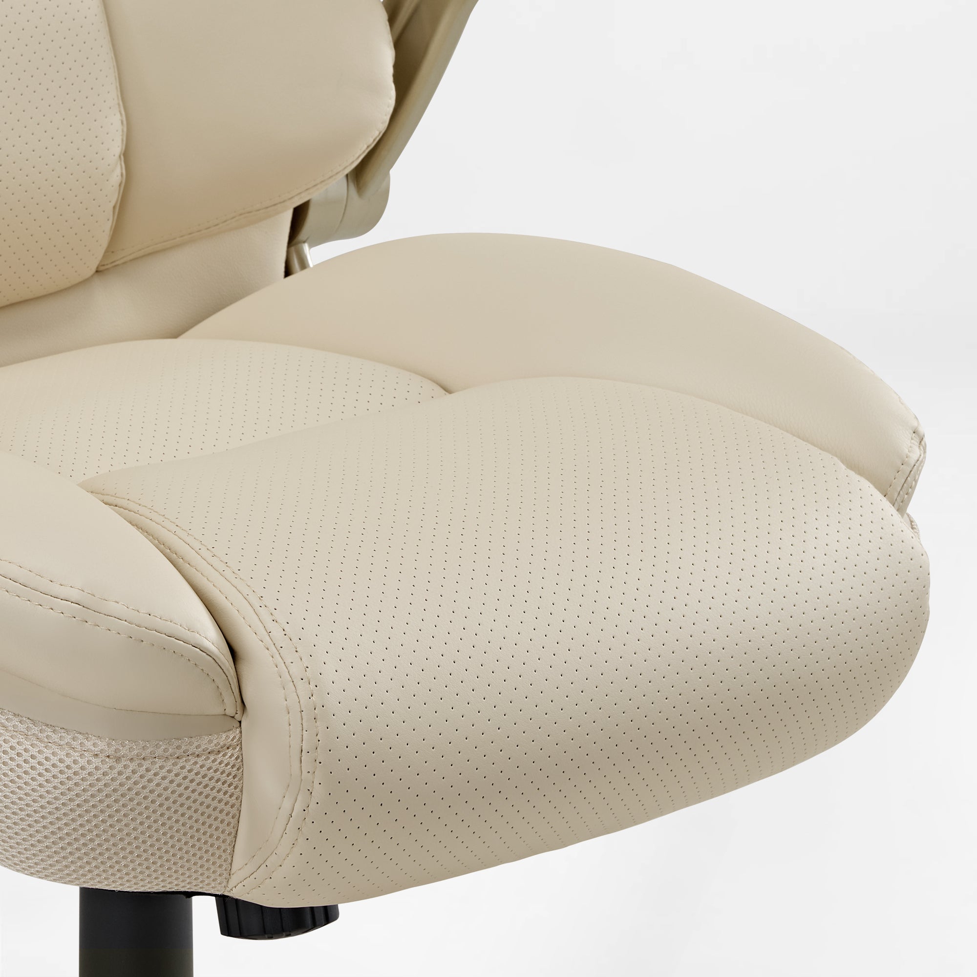 Faux Leather Home Office Chair - Ergonomic Cream