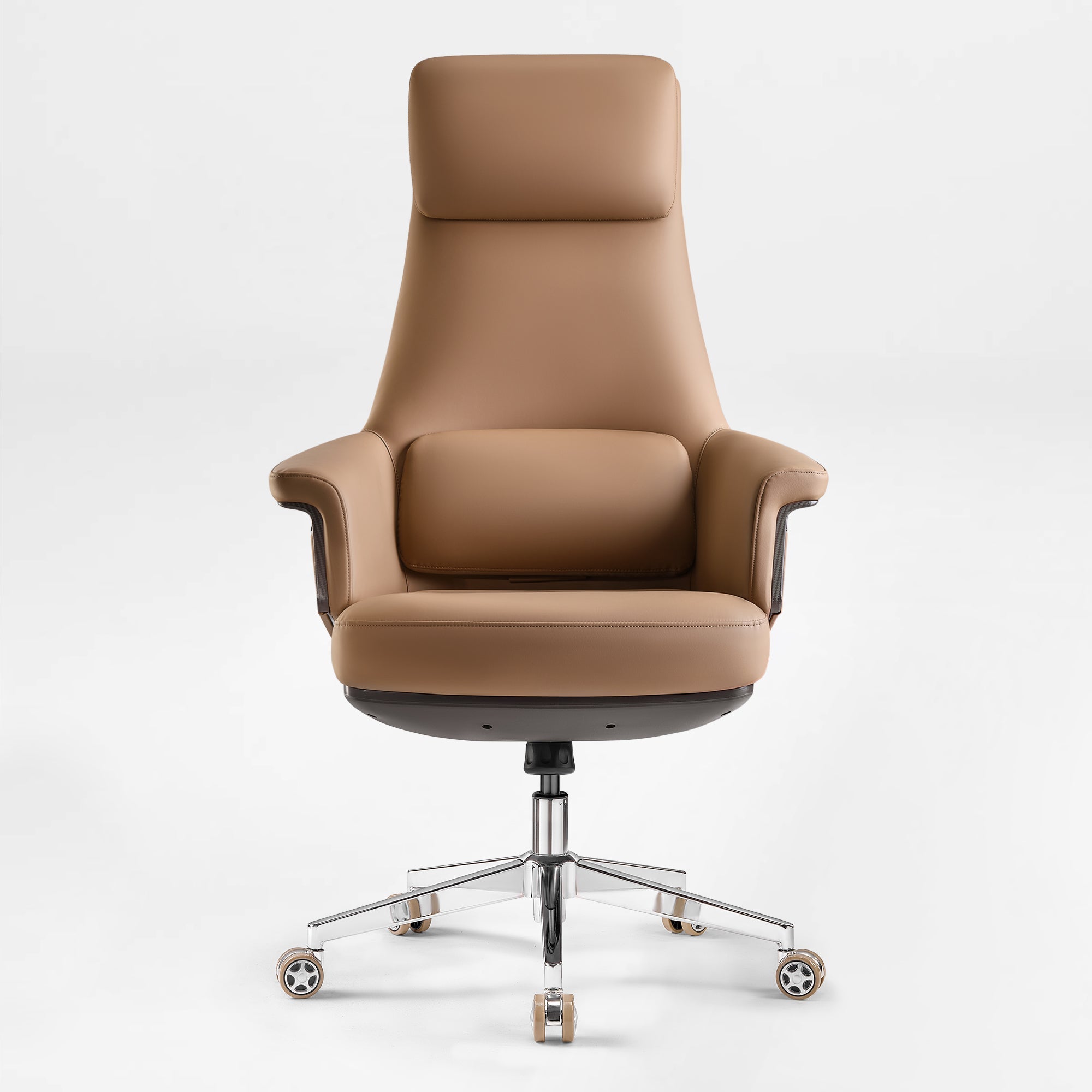Genuine Leather Executive Office Chair - Leather & Metal Luxury
