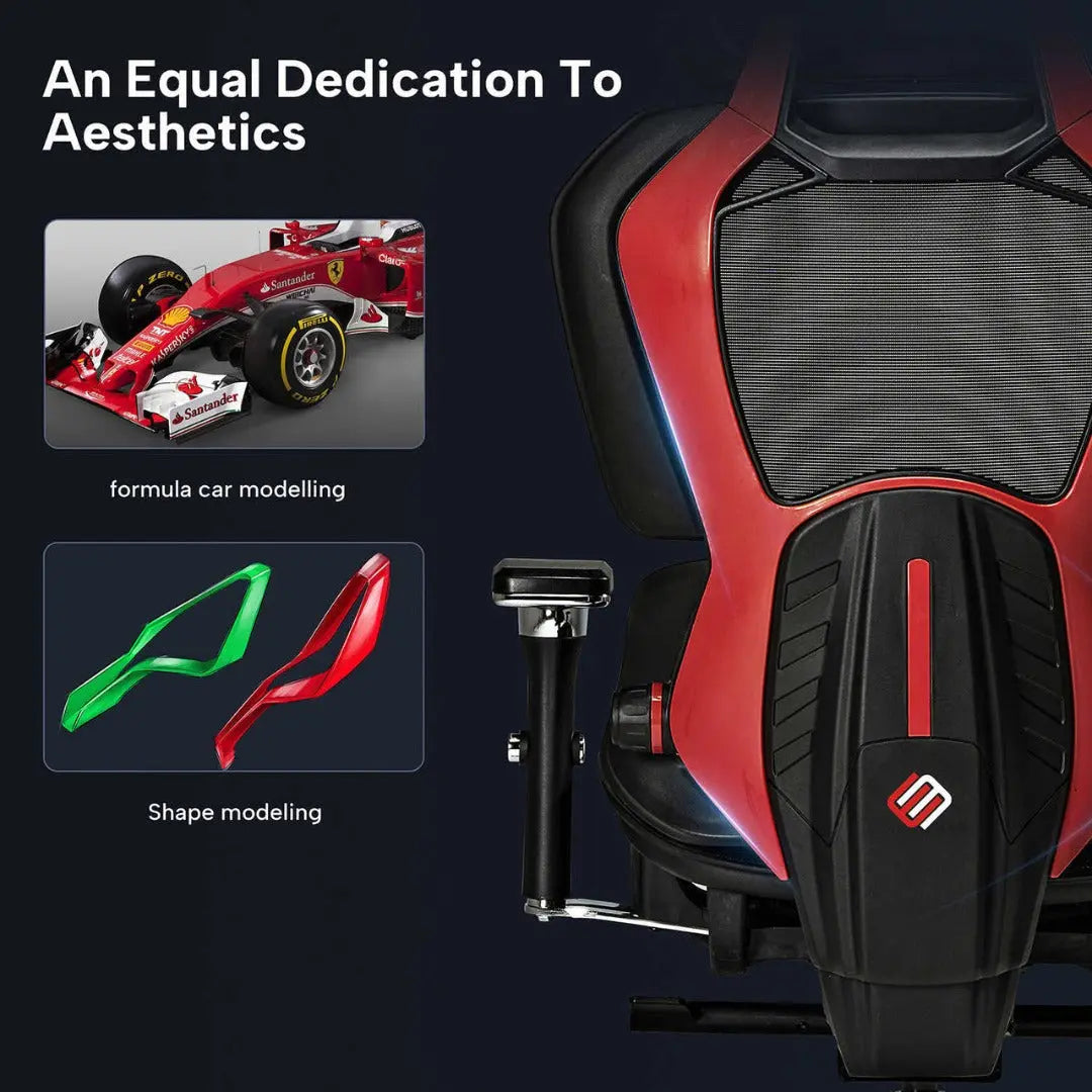 Racing-Style Gaming Chair with Headrest and Lumbar Pillow, Black and Red
