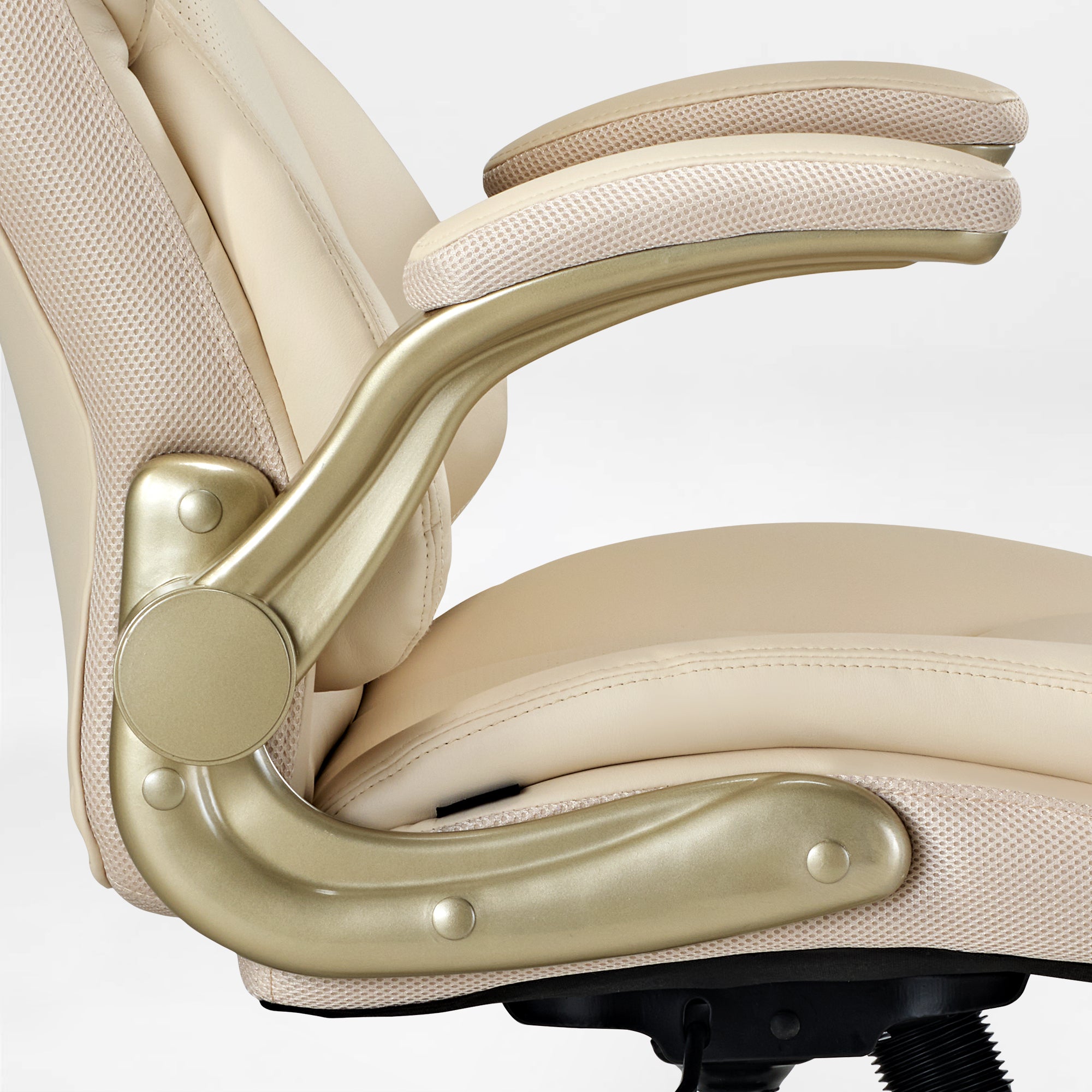 Faux Leather Home Office Chair - Ergonomic Cream
