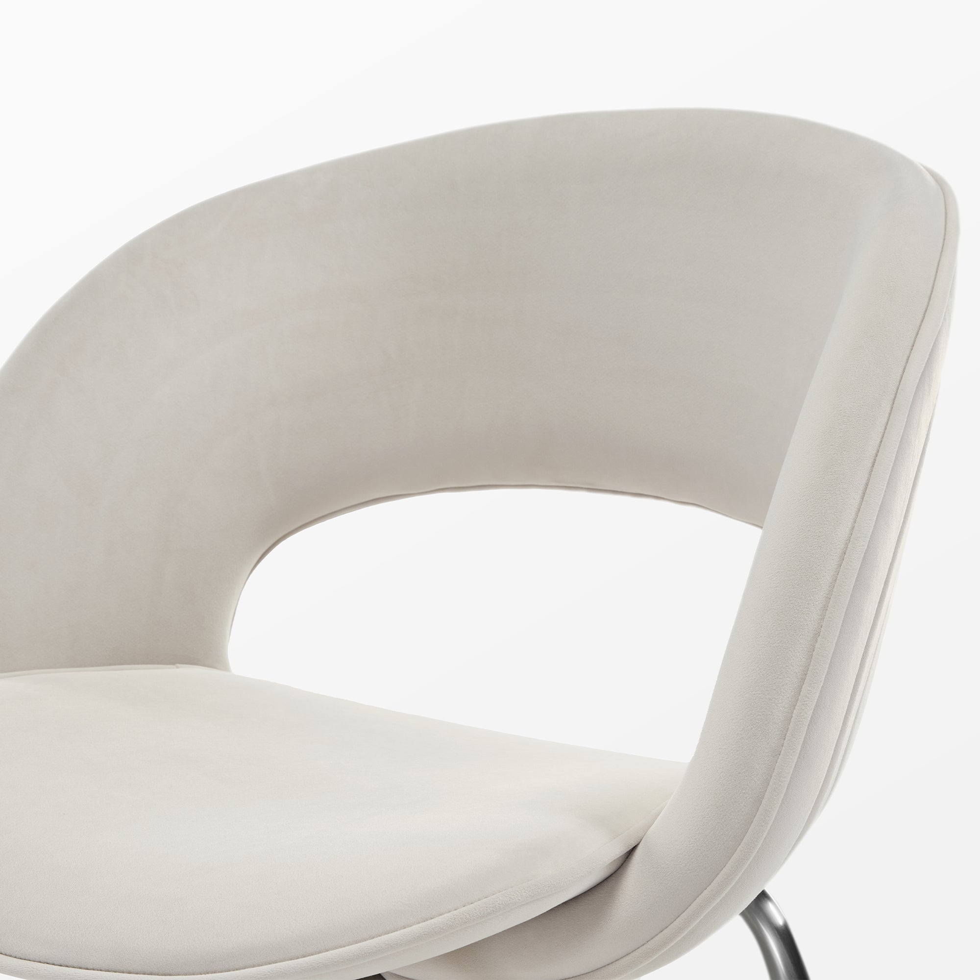 Velvet Dining Chair, Set of 1, Off-White