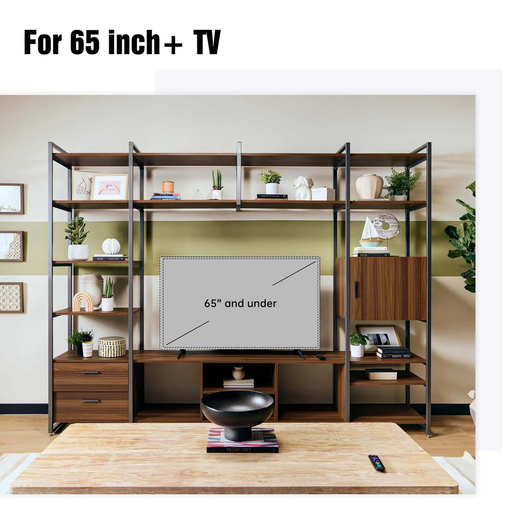 Modern TV Stand with Storage Cabinet and Book Shelves
